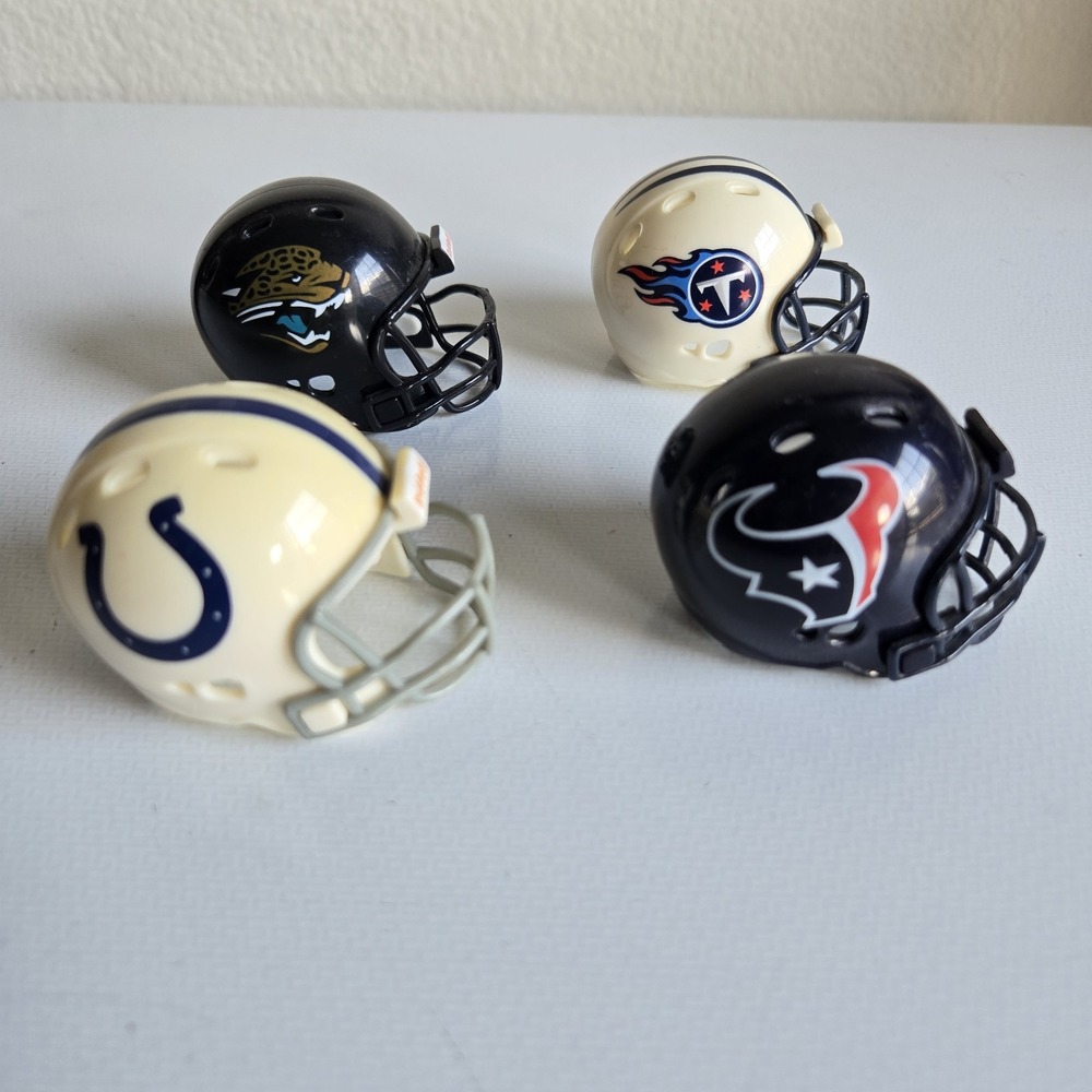 4 NFL Riddell Pocket Pro Helmet Lot AFC‎ South Mini Football Vintage 1.5"